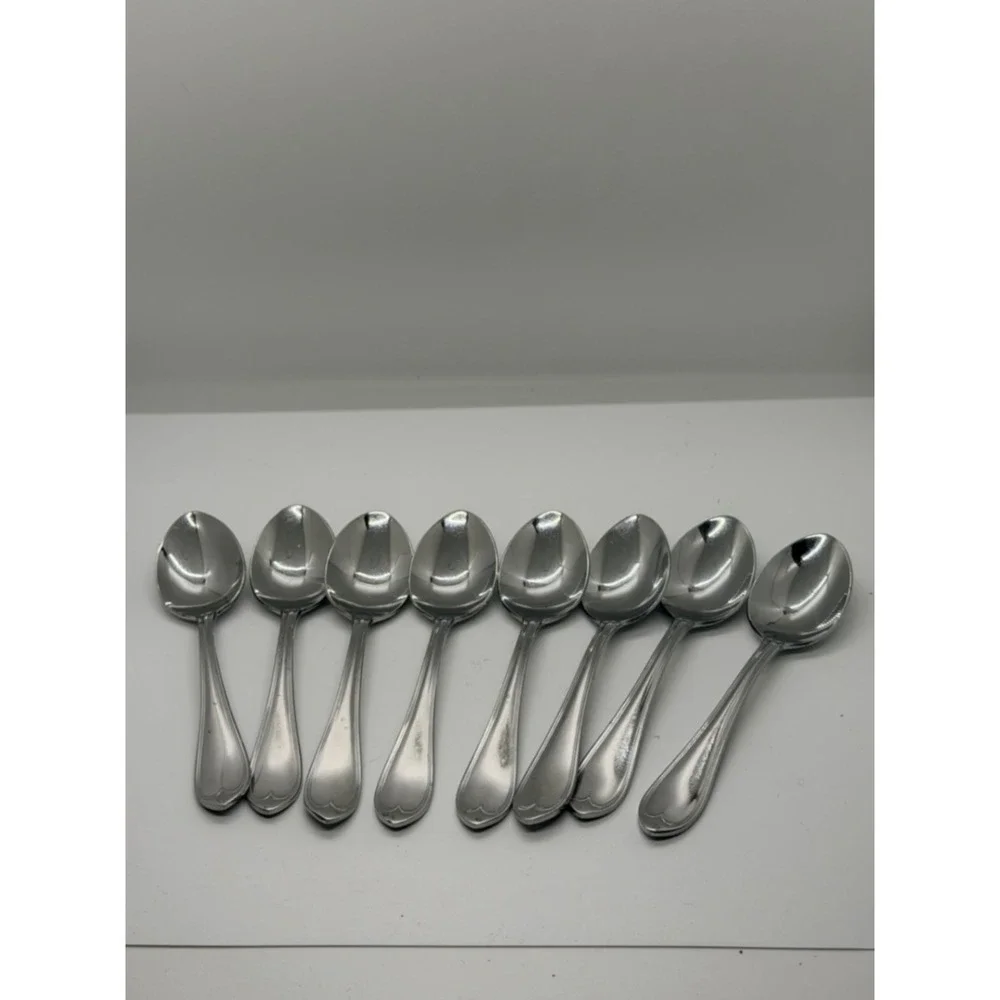 Reed & Barton Select Oval Thread Stainless teaSpoons Set of 8 Korea Flatware